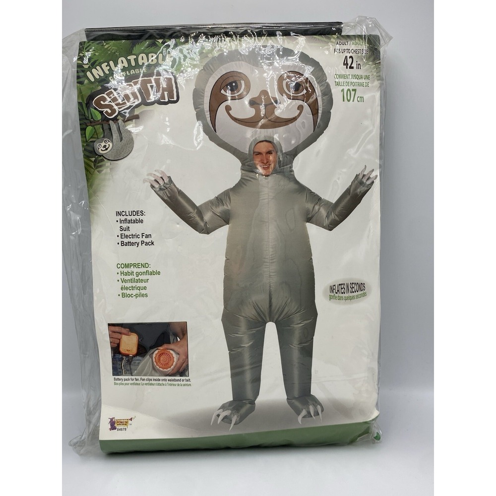Forum Inflatable Conflable Sloth Costume Adult Wear Up To 42 Inch Chest